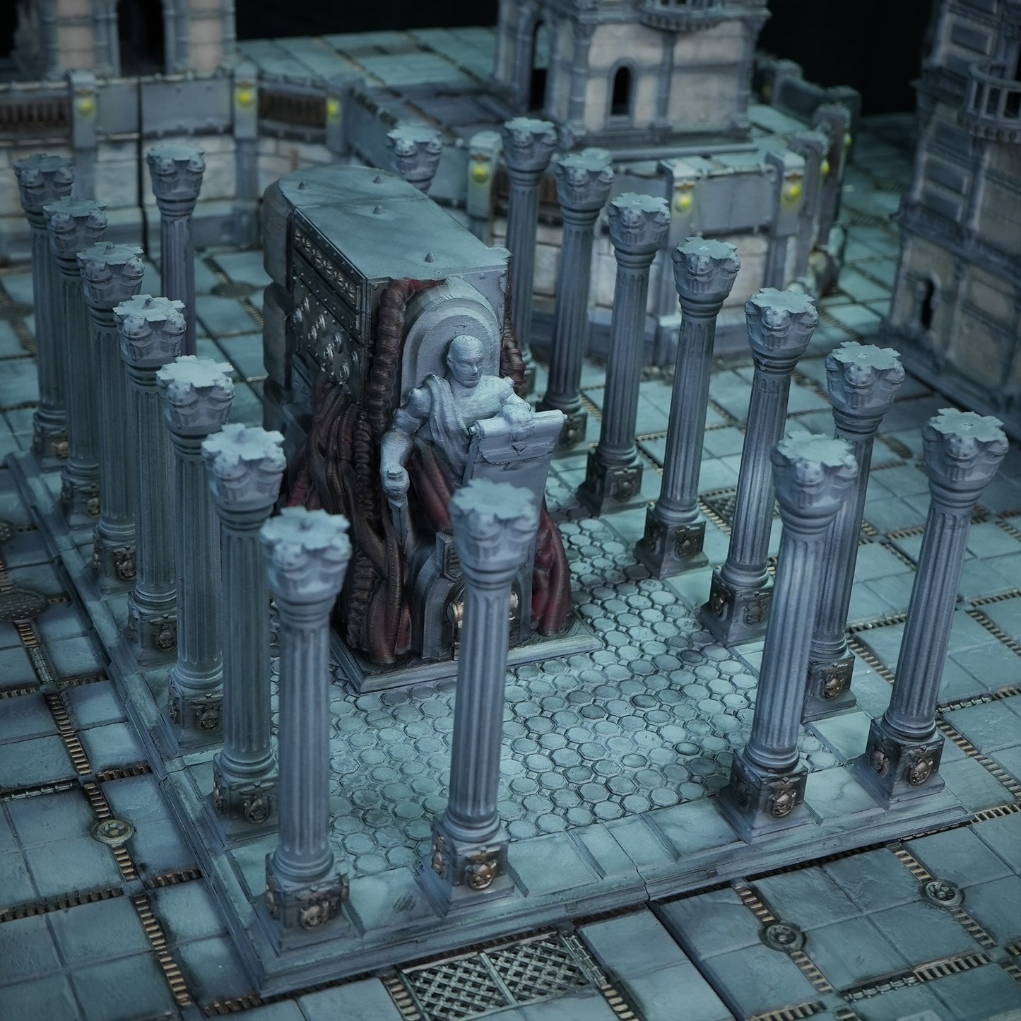 Parthantheon, temple monumental futuriste de la gamme Zorpsector Rome avec canon orbital.