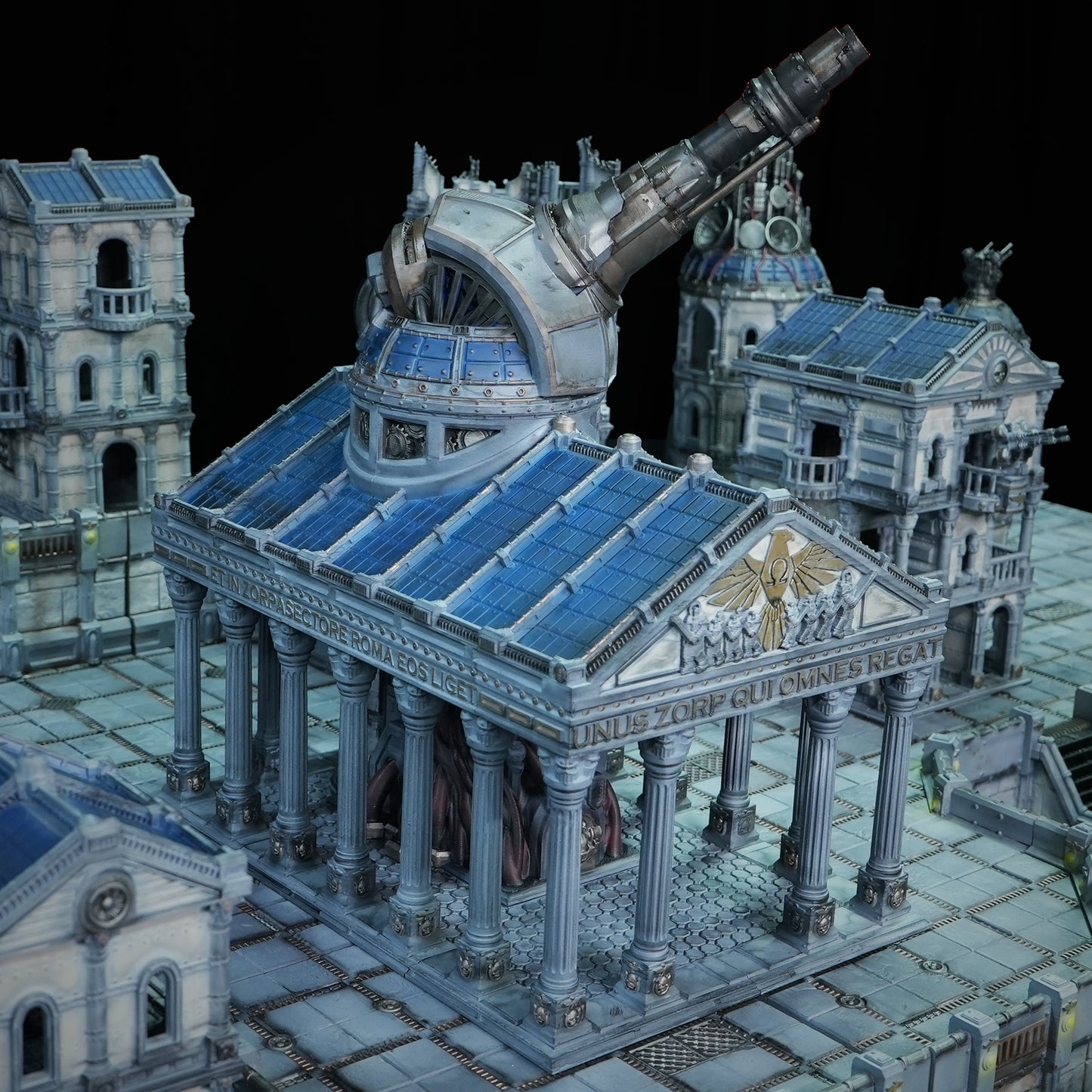 Parthantheon, temple monumental futuriste de la gamme Zorpsector Rome avec canon orbital.