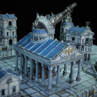 Parthantheon, temple monumental futuriste de la gamme Zorpsector Rome avec canon orbital.