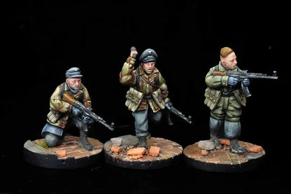 Postures de combat réalistes d'une escouade Fallschirmjäger, figurines en résine haute qualité pour Bolt Action et Chain of Command.