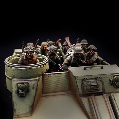 Vue de  l'équipage embarqué dans une transport blindé canadien M7 Priest, pour les jeux de figurines historique en 28mm
