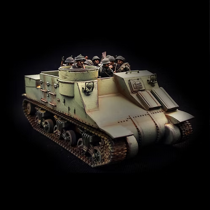 Vue du  transport blindé canadien M7 Priest Kangaroo, pour les jeux de figurines historique en 28mm