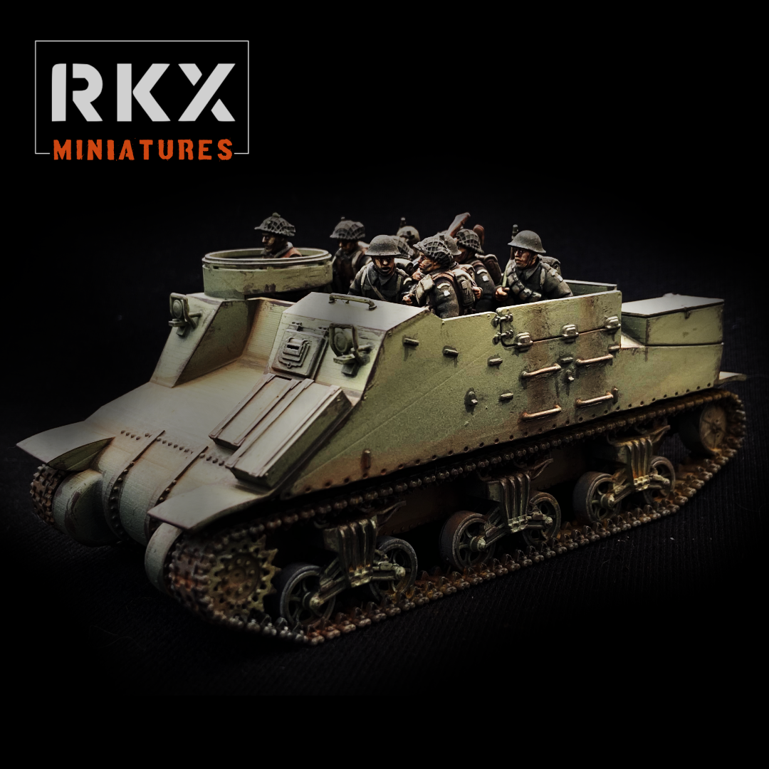Priest Kangaroo canadien 28 mm RKX Miniatures, transport blindé de troupes de la Seconde Guerre mondiale pour wargame.