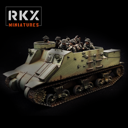 Priest Kangaroo canadien 28 mm RKX Miniatures, transport blindé de troupes de la Seconde Guerre mondiale pour wargame.