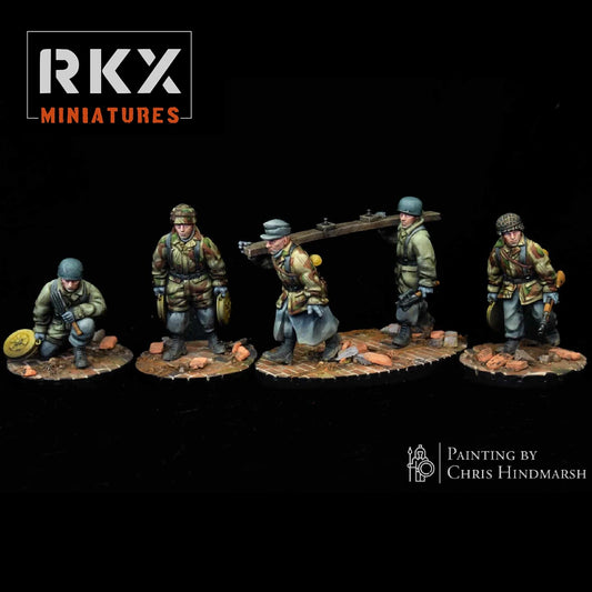 Escouade de sapeurs parachutistes Fallschirmjäger Engineers pour Bolt Action, unité du génie allemand en résine impression 3D, échelle 28mm 1/56, peinture de collection Chris Hindmarsh.
