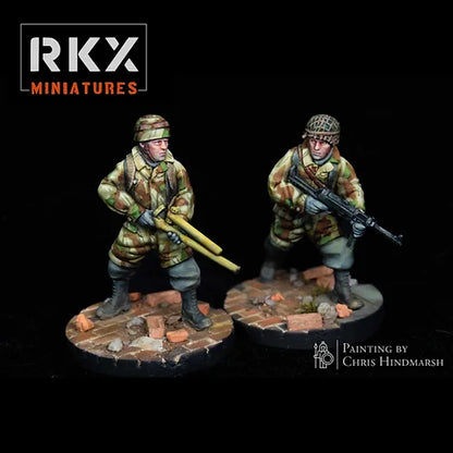 Équipe de lance-flammes Fallschirmjäger pour Bolt Action, binôme de sapeurs parachutistes allemands, figurine en résine impression 3D échelle 28mm 1/56, peinture Chris Hindmarsh.