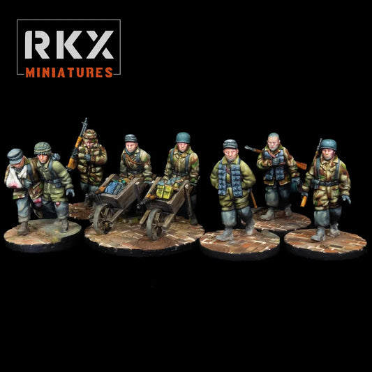 Groupe de combat Fallschirmjäger en marche pour Bolt Action, escouade d'infanterie parachutiste allemande, figurines en résine impression 3D échelle 1/56, peinture de collection Chris Hindmarsh.