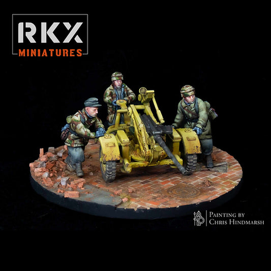Canon antiaérien Flak 30 Fallschirmjäger pour Bolt Action, équipe d'artillerie parachutiste allemande, impression 3D résine haute précision, échelle 28mm 1/56 peinte par Chris Hindmarsh.