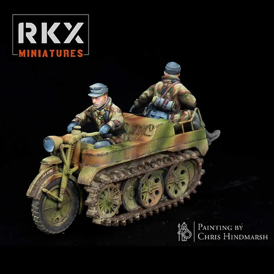 Véhicule semi-chenillé allemand Kettenkrad Sd.Kfz. 2 pour Bolt Action, figurine de transport léger en résine impression 3D, échelle 28mm 1/56, peinture historique par Chris Hindmarsh.