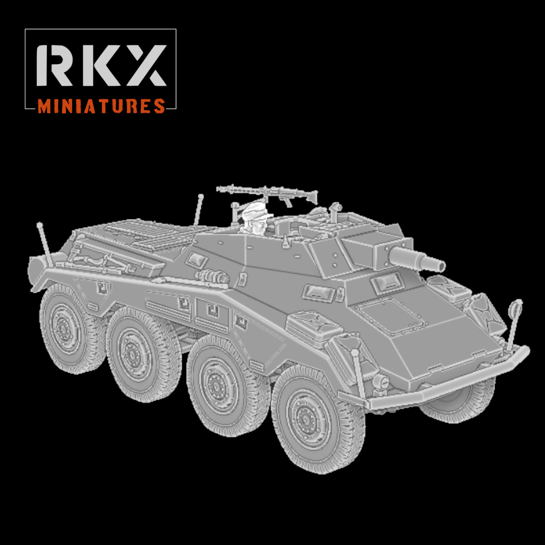Véhicule d'appui-feu Sd.Kfz. 234/3 Stummel pour Bolt Action, autoblindée allemande 8-rad avec canon court de 7.5cm, résine impression 3D échelle 28mm 1/56.