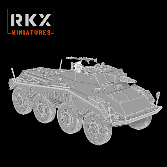 Véhicule d'appui-feu Sd.Kfz. 234/3 Stummel pour Bolt Action, autoblindée allemande 8-rad avec canon court de 7.5cm, résine impression 3D échelle 28mm 1/56.