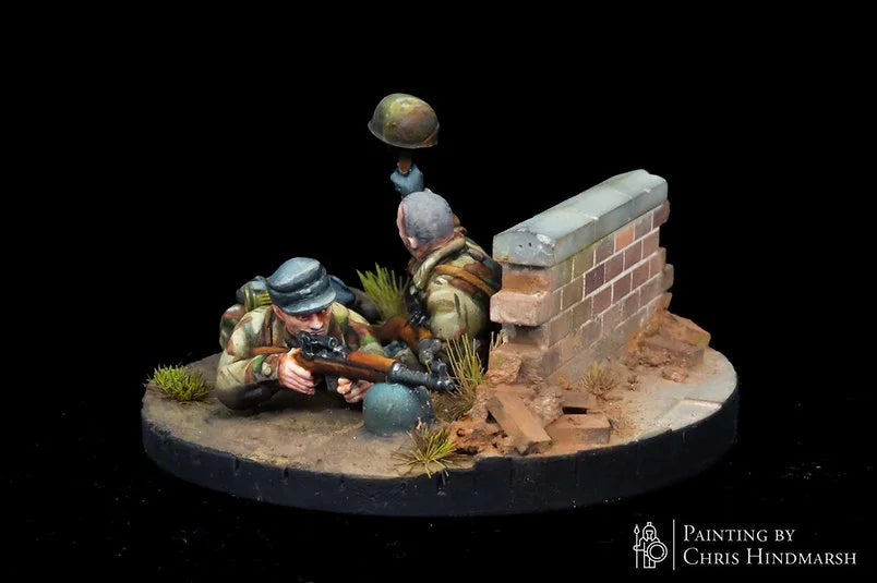 Tireur d'élite Fallschirmjäger avec fusil G43 en position de guet, figurine d'infanterie d'élite en résine impression 3D, échelle 1/56 pour Bolt Action, peinture de camouflage réaliste.