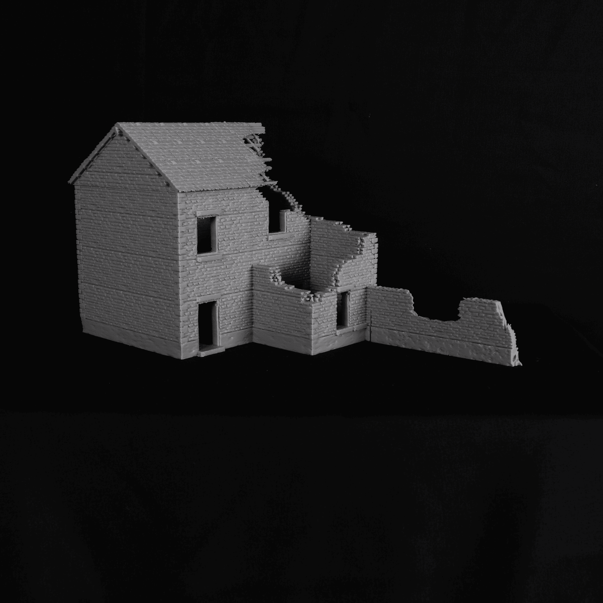 Ruined Farm House 28 mm, ferme en ruines pour Bolt Action et wargame historique WW2