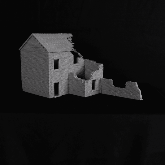 Ruined Farm House 28 mm, ferme en ruines pour Bolt Action et wargame historique WW2