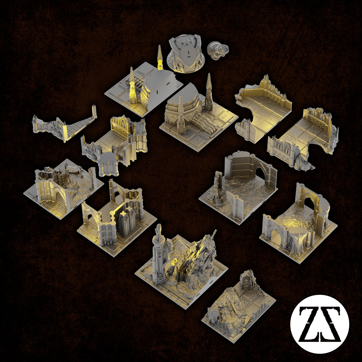 Ruines gothiques Warhammer 40K V11 pour table de jeu compétitive