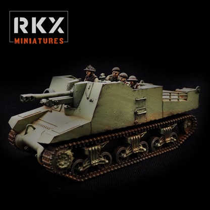 Sexton 28 mm RKX Miniatures avec équipage et canon 25-pounder pour armées britanniques et canadiennes WW2.
