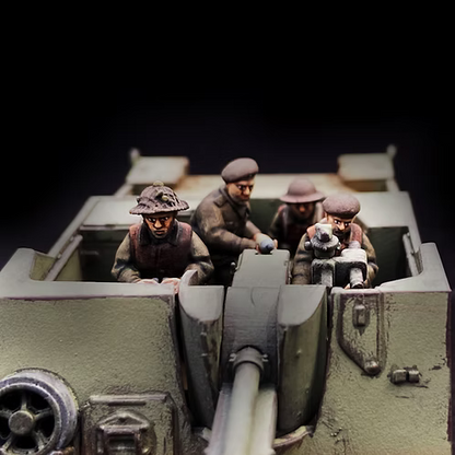 Vue avant du Sexton 28 mm, canon automoteur du Commonwealth durant la Seconde Guerre mondiale