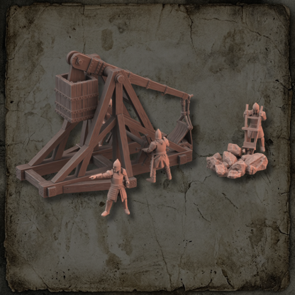 Trébuchet de la Garde de la Citadelle avec équipage inclus pour jeux de figurines fantasy 28-32 mm