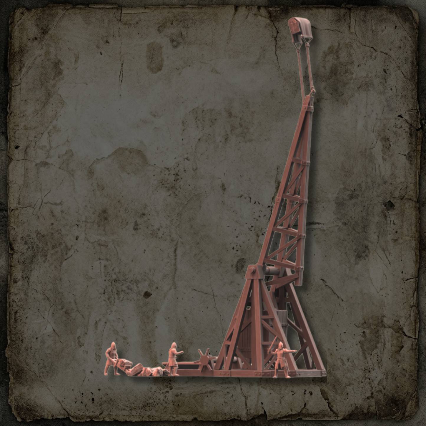 Grand trébuchet de la Garde de la Citadelle avec équipage inclus pour jeux de figurines fantasy 28-32 mm