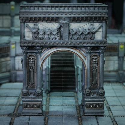 Arc monumental impérial Triumvate Arch pour table de jeu science-fiction 28 mm.