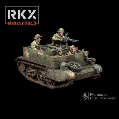 Universal Carrier 28 mm RKX Miniatures avec équipage britannique pour Bolt Action