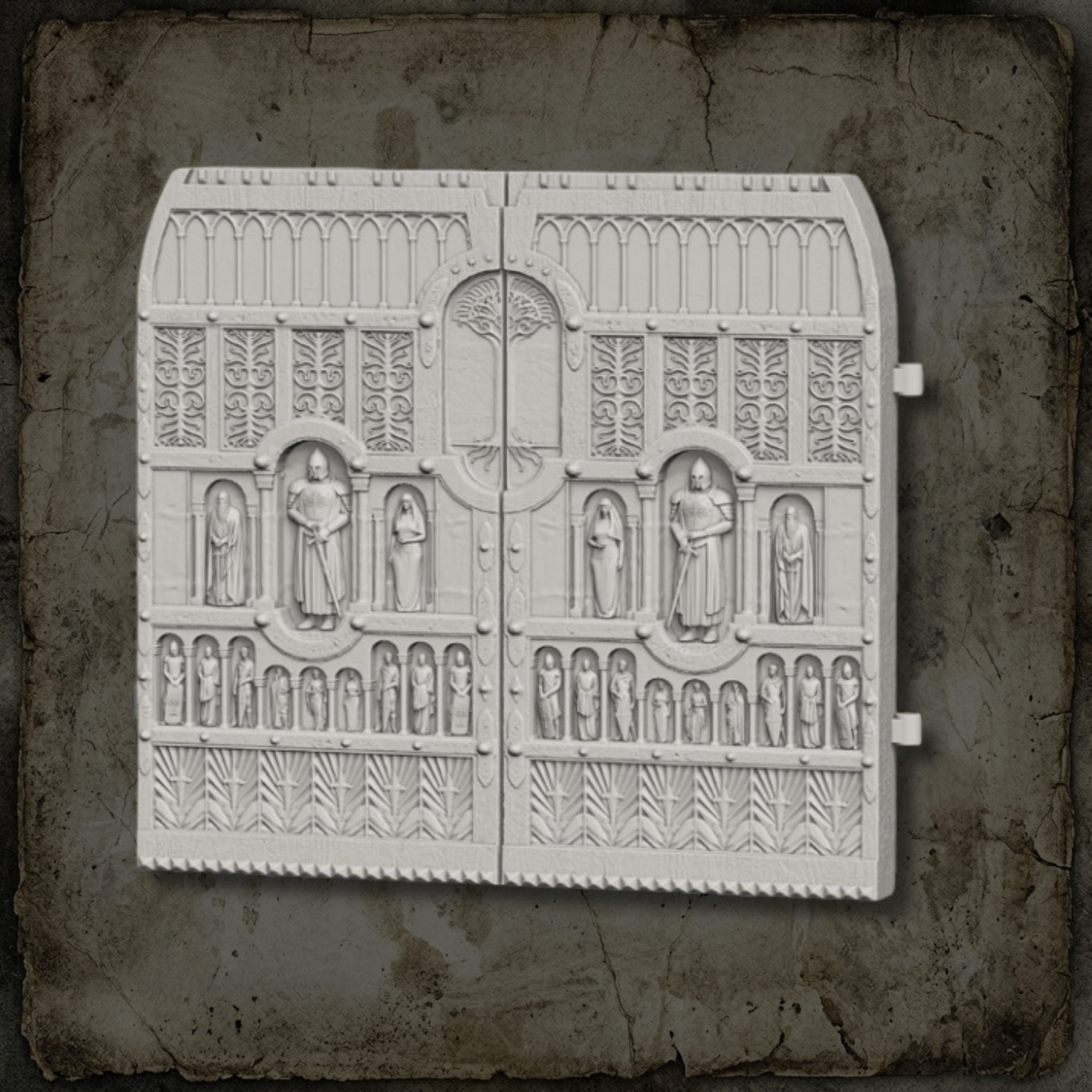 Détail de la porte extérieure en résine haute définition de l'entrée principale de la Citadelle